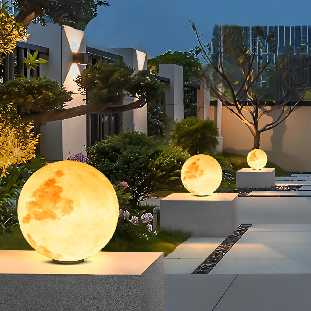 Moon Stone Pillar Light — Solar & Wired Outdoor Post Lamp