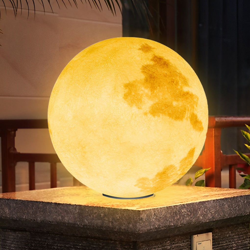 Moon Stone Pillar Light — Solar & Wired Outdoor Post Lamp