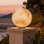 Moon Stone Pillar Light — Solar & Wired Outdoor Post Lamp