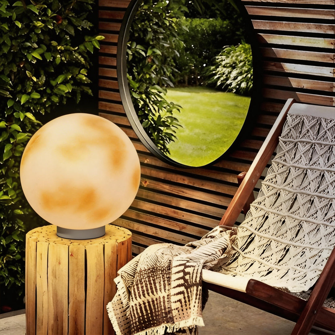 Moon Stone Pillar Light — Solar & Wired Outdoor Post Lamp