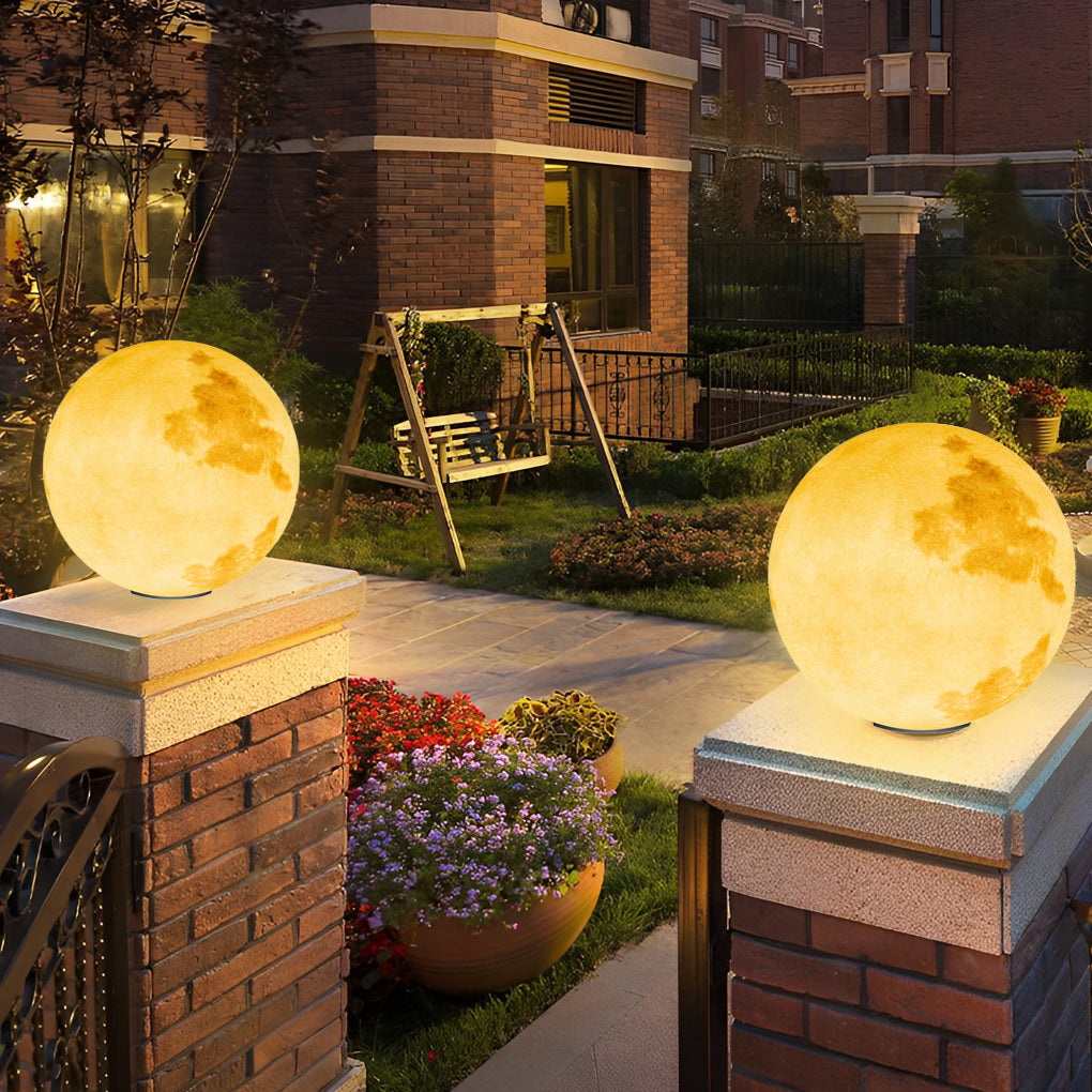 Moon Stone Pillar Light — Solar & Wired Outdoor Post Lamp