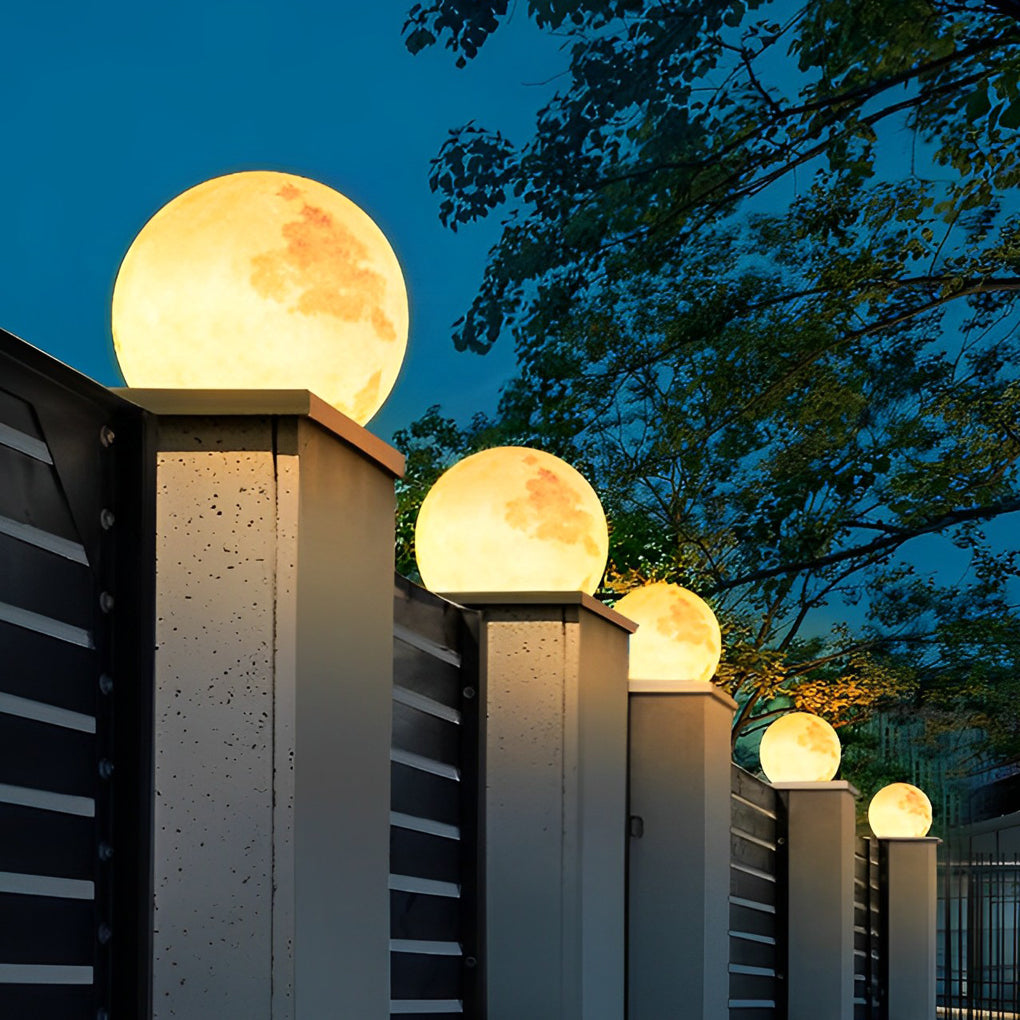 Moon Stone Pillar Light — Solar & Wired Outdoor Post Lamp