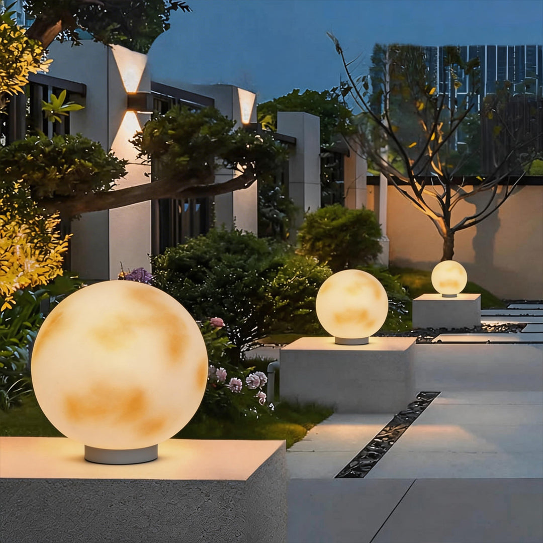 Moon Stone Pillar Light — Solar & Wired Outdoor Post Lamp