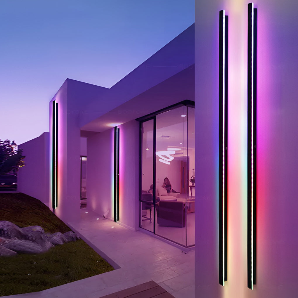 Black Linear LED Outdoor Wall Light — Modern Strip Exterior Lighting