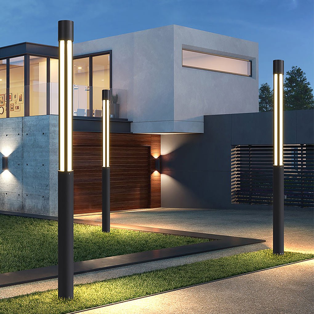 Cylindrical LED Bollard Light — Modern Outdoor Landscape Post Lamp