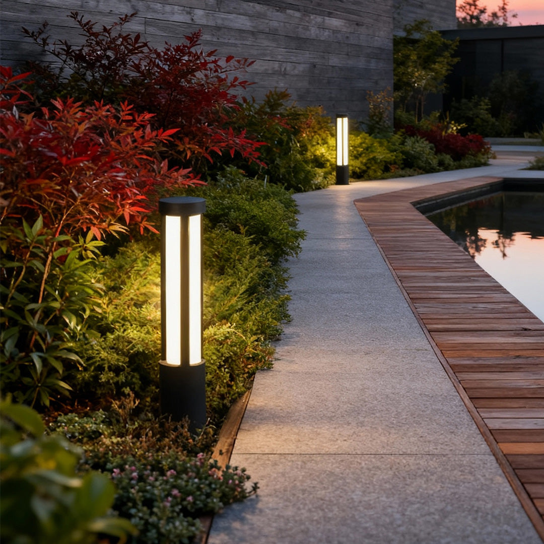 Cylindrical LED Bollard Light — Modern Outdoor Landscape Post Lamp