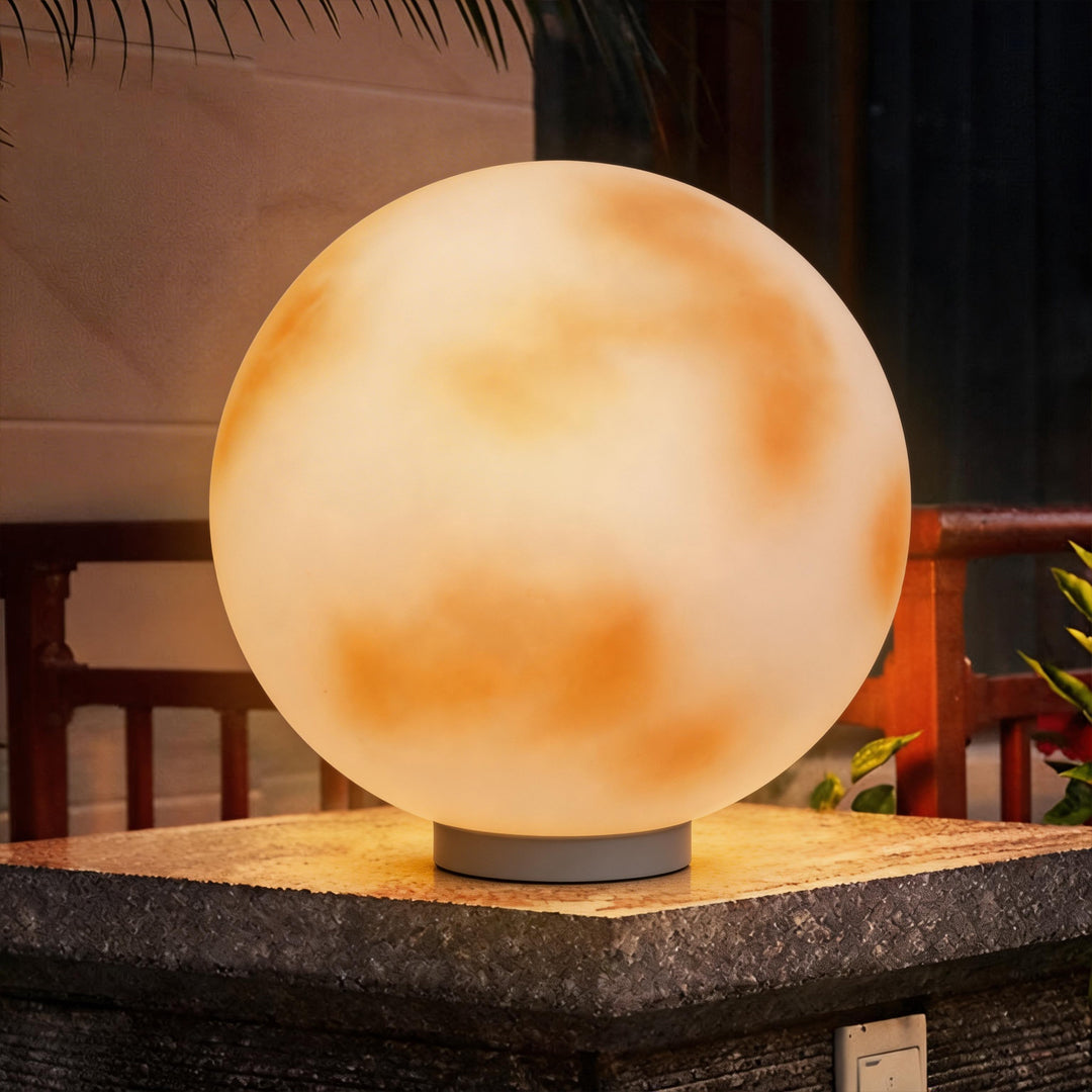 Moon Stone Pillar Light — Solar & Wired Outdoor Post Lamp