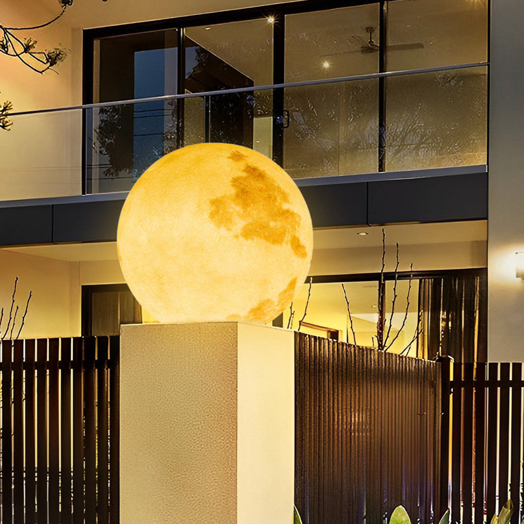 Moon Stone Pillar Light — Solar & Wired Outdoor Post Lamp
