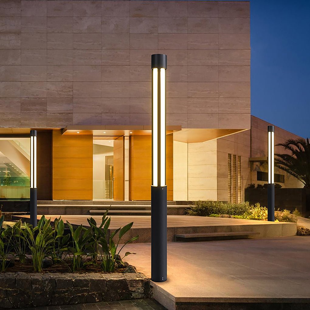 Cylindrical LED Bollard Light — Modern Outdoor Landscape Post Lamp